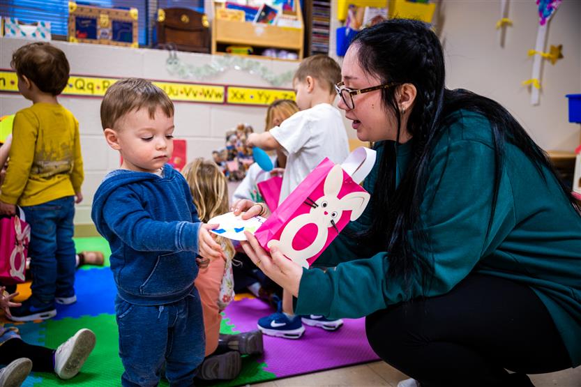 Students work in an Early Childhood Education class